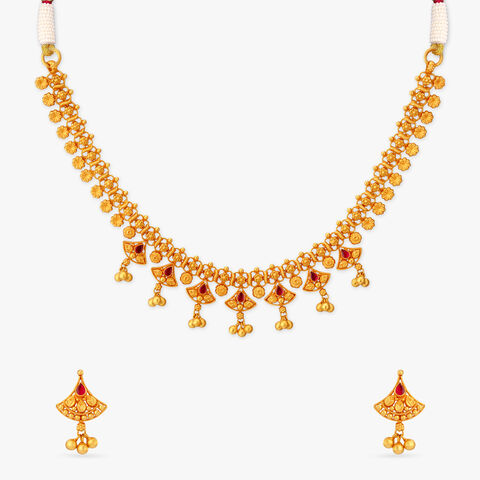 Floral Rhythm Gold Necklace Set