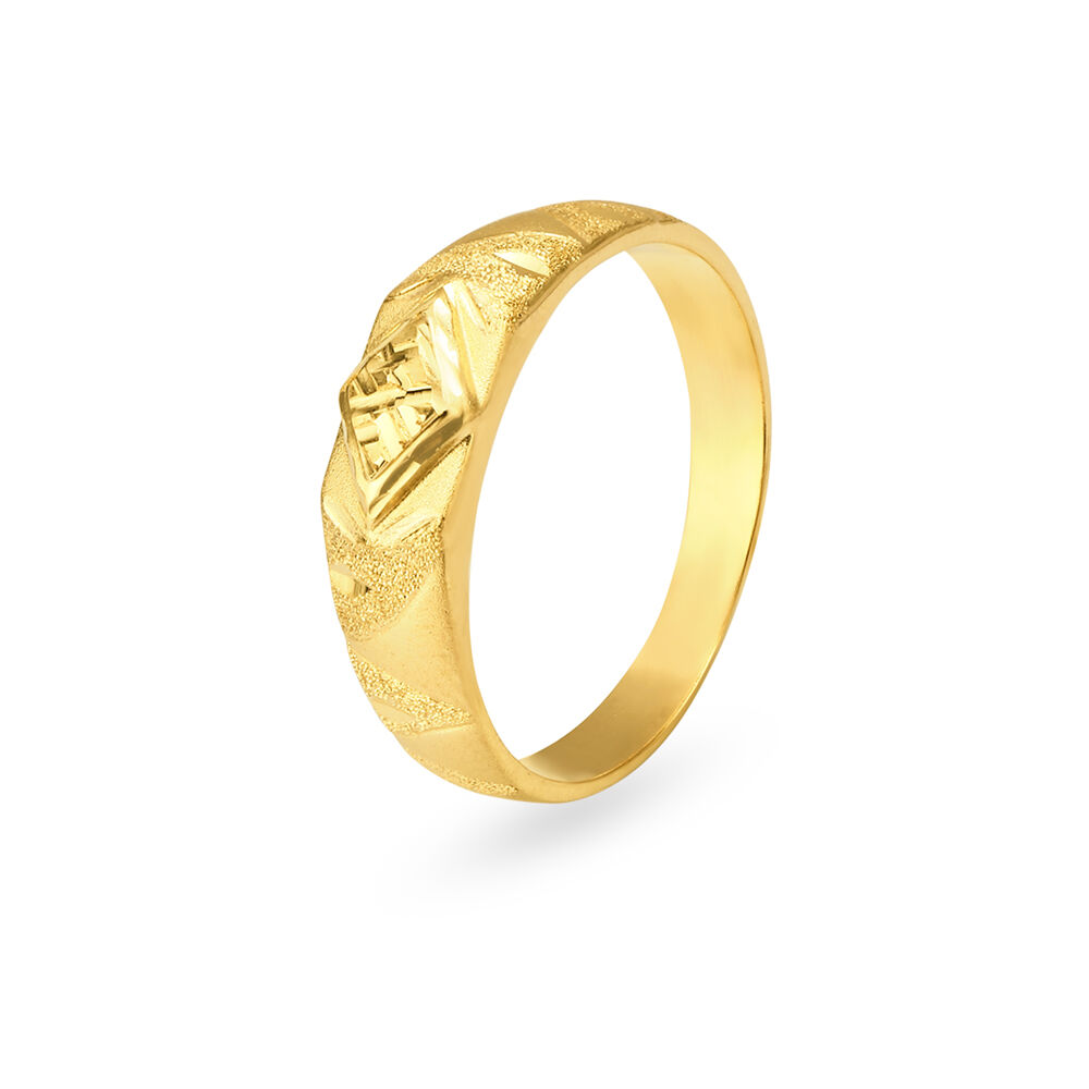 Traditionally Textured and Slender Gold Finger Ring