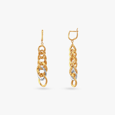 Interlinked Brilliance Gold Drop Earrings
