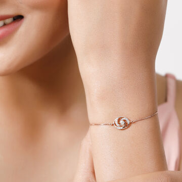 14Kt Rose Gold Floral Delight Diamond Bracelet