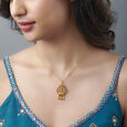 Circular Goddess Laxmi Gold Pendant,,hi-res image number null