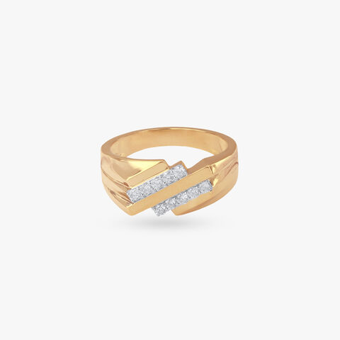 Diagonal Power Diamond Ring for Men