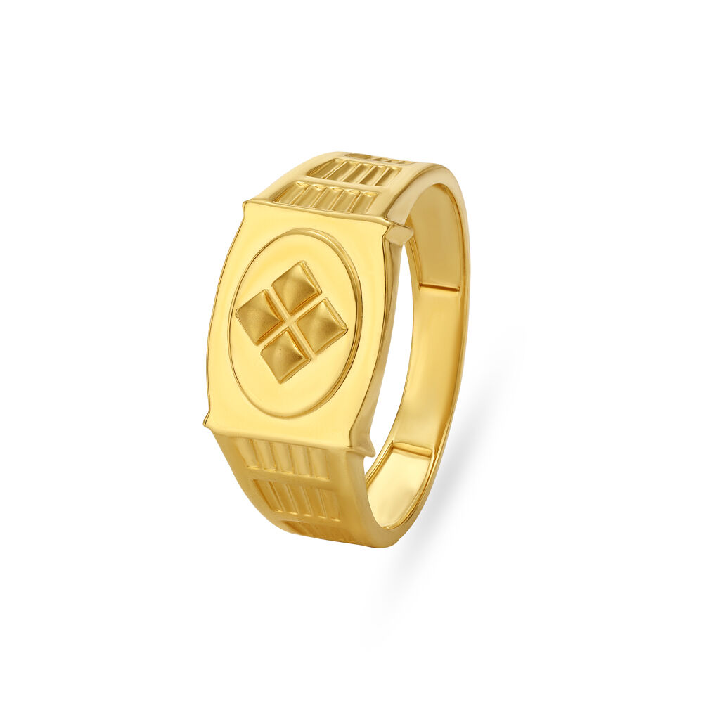 Cross Pattern Gold Finger Ring For Men