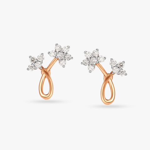 Leafy Elegance Diamond Stud Earrings