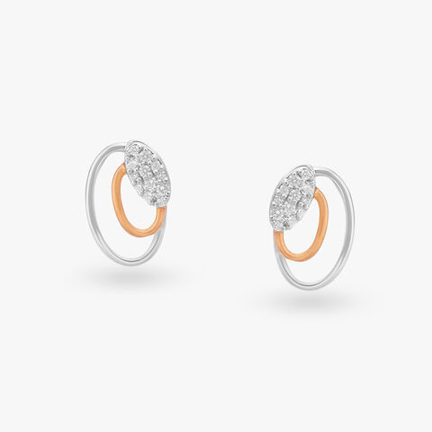 Dual-Tone Diamond Stud Earrings