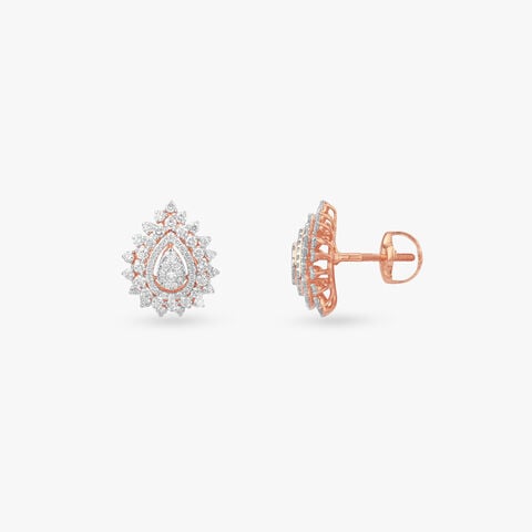 Teardrop Crown Diamond Stud Earrings