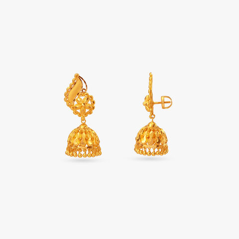 Ethnic Elegance Gold Jhumka Earrings