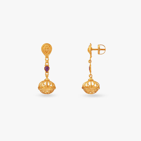 Regal Scarlet Gold Drop Earrings