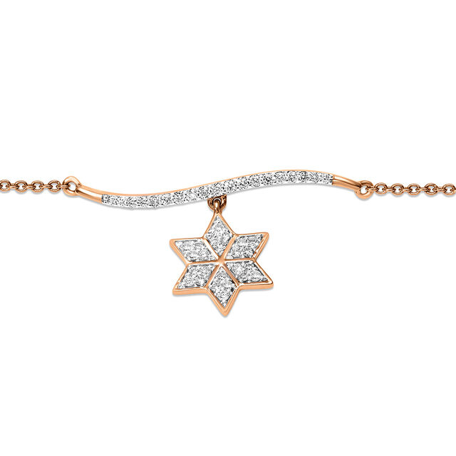 14 KT Rose Gold Star Of David Diamond Bracelet,,hi-res image number null