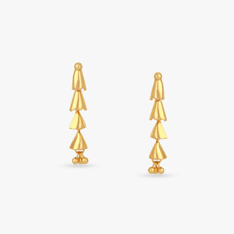 Sculpted Chimes Gold Drop Earrings