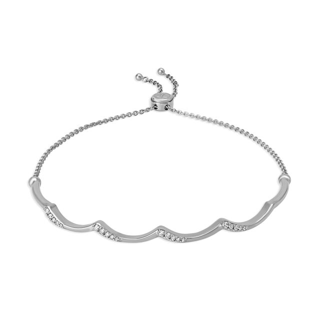 18kt White Gold & Diamond Bangle - Dainty Silver Lining,,hi-res image number null