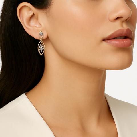 Petal Glint Diamond Drop Earrings