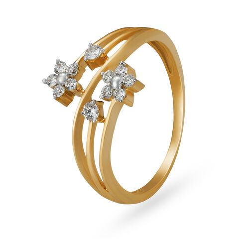 Delightful 18 Karat Yellow Gold And Diamond Floral Ring