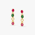 Golden Ruby and Emerald Cascade Pendant with Chain and Earrings Set,,hi-res image number null
