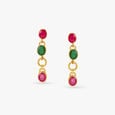 Golden Ruby and Emerald Cascade Pendant with Chain and Earrings Set,,hi-res image number null