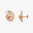 Paisley Radiance Diamond and Ruby Stud Earrings,,hi-res image number null
