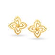 Dainty Yellow Gold Floral Stud Earrings,,hi-res image number null