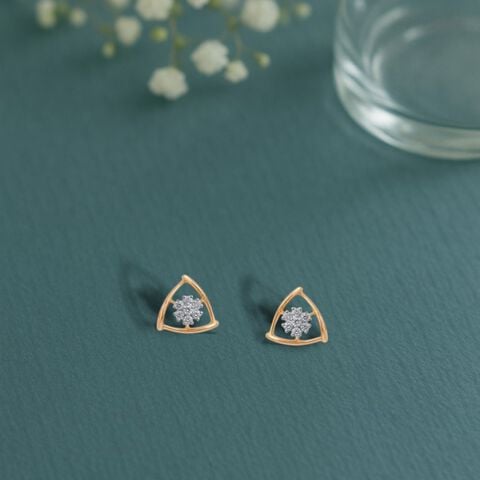 Triangle Bloom Diamond Stud Earrings