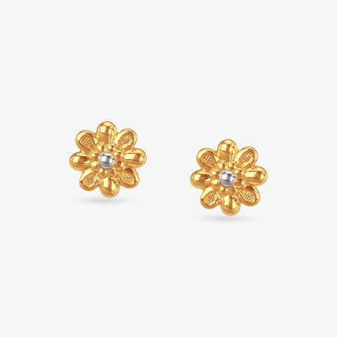 Dainty Blossom Gold Stud Earrings for Kids