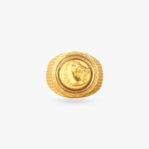 Horse Crest Gold Ring for Men