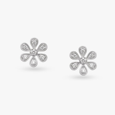 Petal Shimmer Diamond Stud Earrings