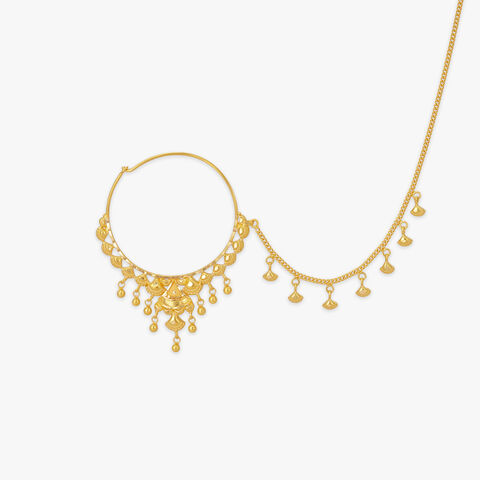 Crescent Drape Gold Nose Pin