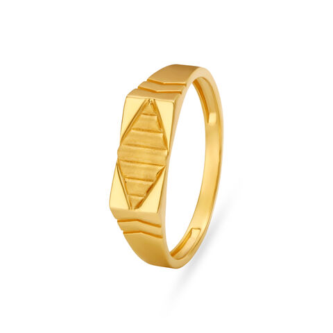 Geometric Gold Finger Ring For Men