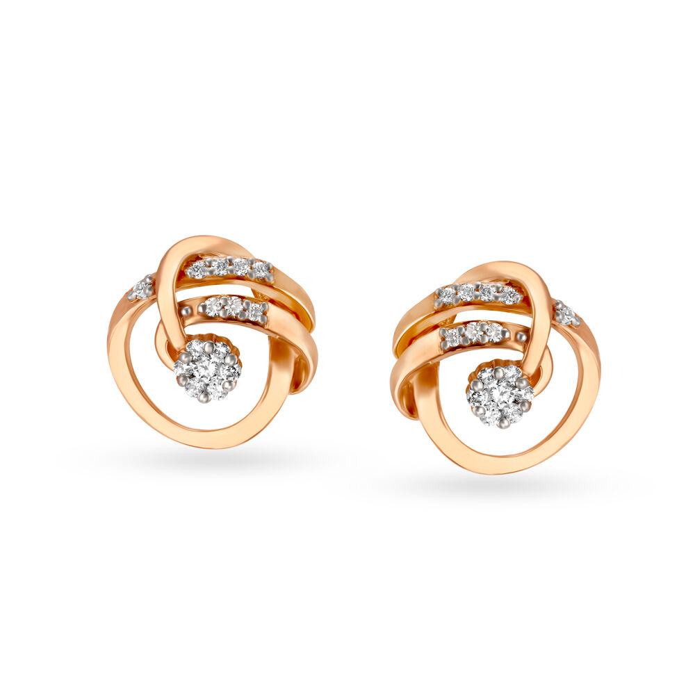 Classy Rose Gold and Diamond Pendant and Earrings Set