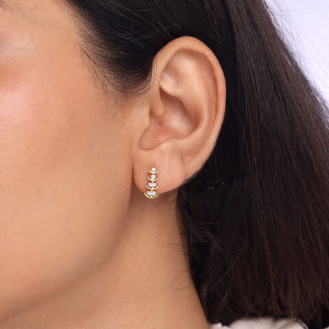 Sparkling Ladder Gold & Diamond Stud Earrings