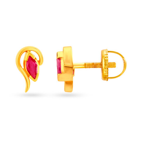 Debonair 22 Karat Gold And Ruby Stud Earrings