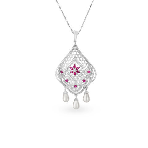 Floral Glint Silver Pendant and Earrings Set
