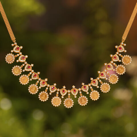 Lakshmi Brilliance Diamond Short Kasu Necklace
