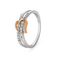 14KT White-Rose Color Two-Souls-One-Heart White & Finger Ring,,hi-res image number null