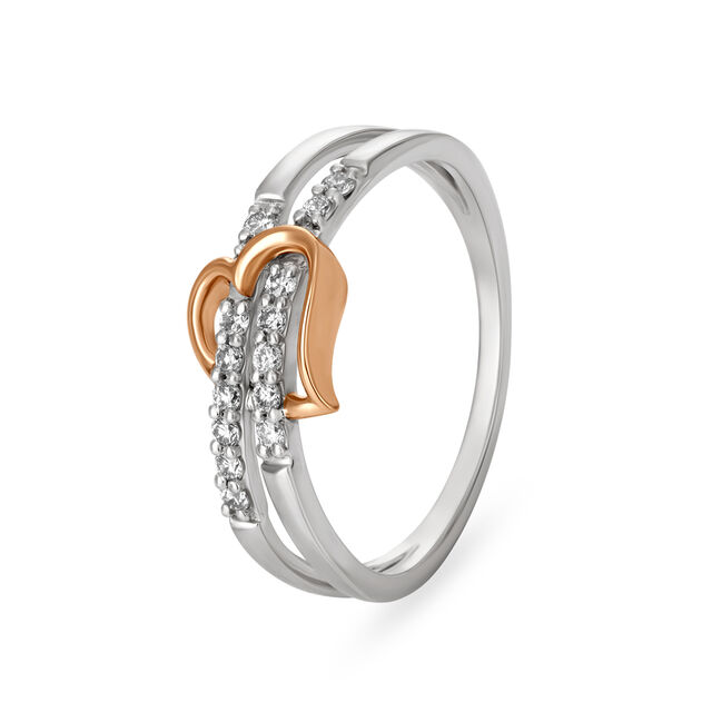 14KT White-Rose Color Two-Souls-One-Heart White & Finger Ring,,hi-res image number null