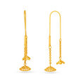 Appealing 22 Karat Yellow Gold Dangling Flowers Hoop Earrings,,hi-res image number null