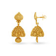 Timeless 22 Karat Yellow Gold Floral Jhumkas,,hi-res image number null