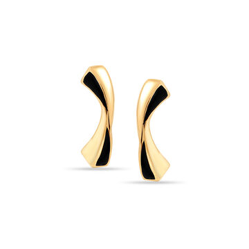 14 KT Yellow Gold Bold Strokes Stud Earrings