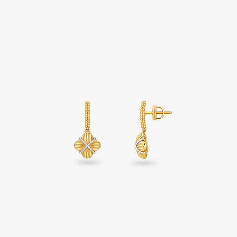 Striped Blossom Gold Drop Earrings