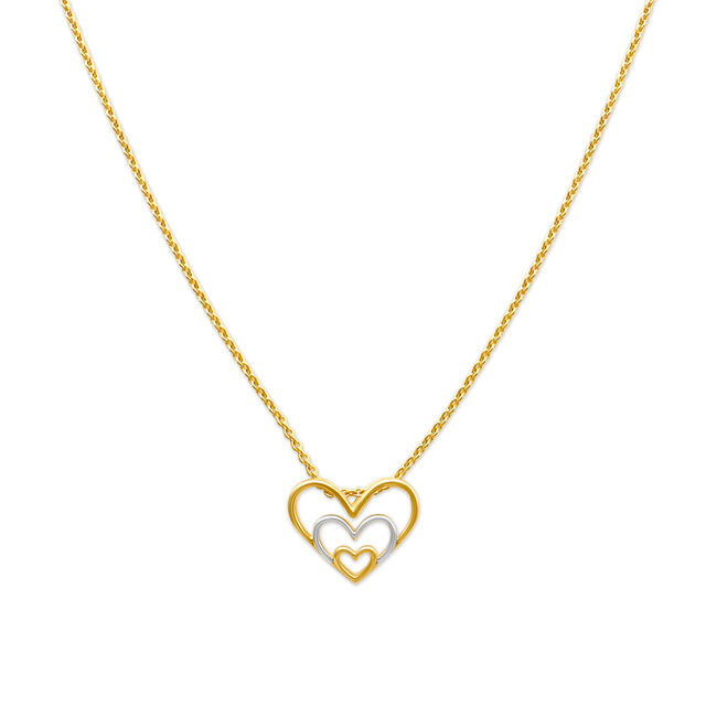 Triple Heart Pattern Gold Pendant with Chain for Kids,,hi-res image number null