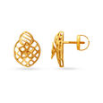Floral Motif Gold Stud Earrings With Jali Work,,hi-res image number null
