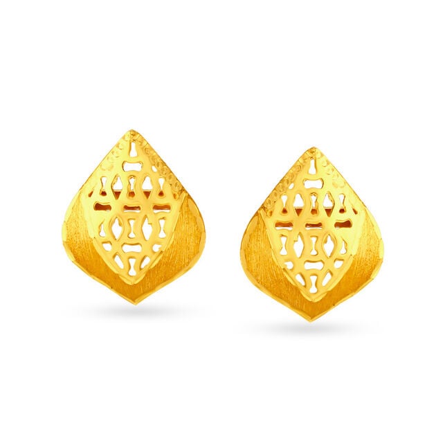Elaborate Yellow Gold Leaf Stud Earrings,,hi-res image number null