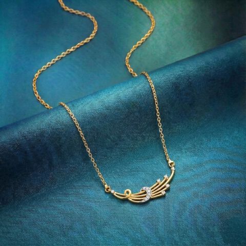 Bold Feather Diamond and Gold Necklace