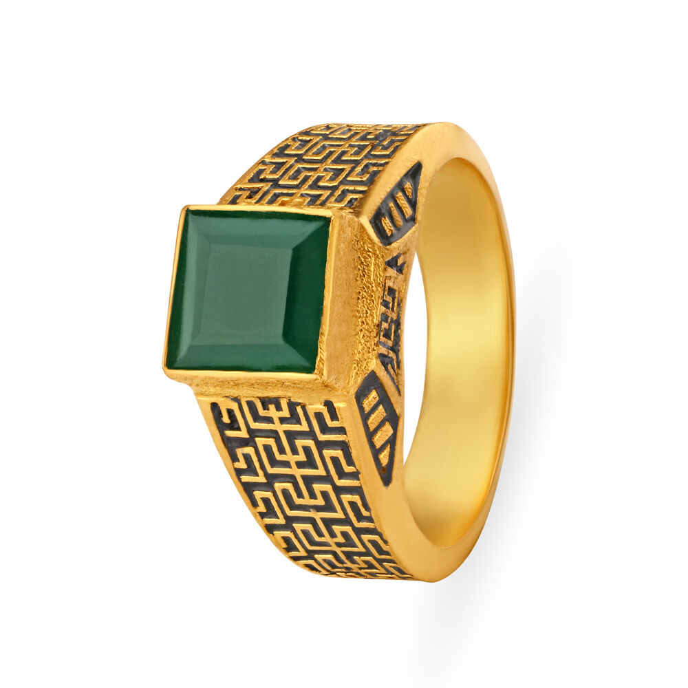 Buy Textured Gold Finger Ring for Men at Best Price | Tanishq UAE