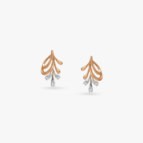 Cascading Leaf Diamond Stud Earrings