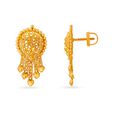 Heart And Floral Motif Gold Drop Earrings,,hi-res image number null