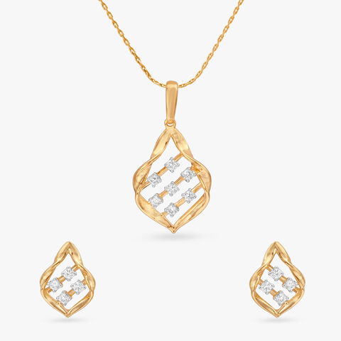 Sculpted Gleam Diamond Pendant and Earrings Set