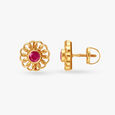 Gilded Golden Blooms Ruby Pistil Stud Earrings,,hi-res image number null