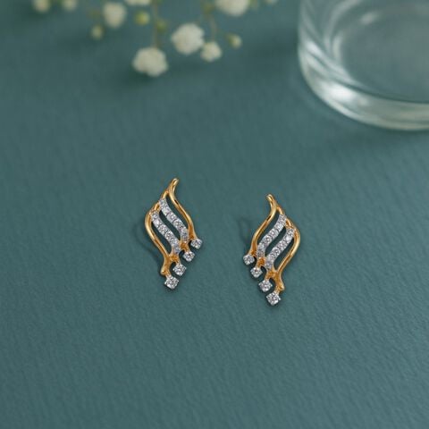 Ripple Sparkle Diamond Stud Earrings