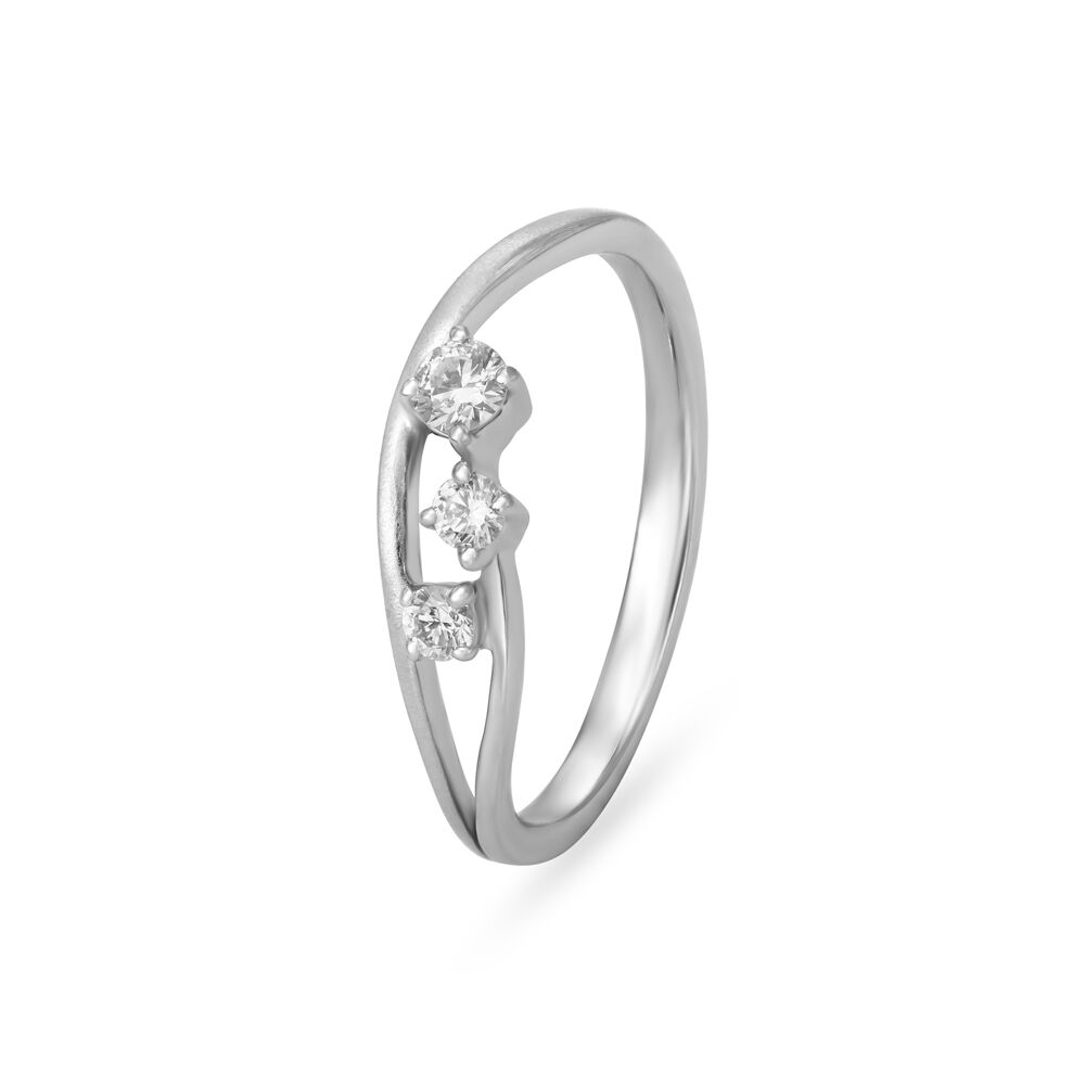 Embellished White Platinum Finger Ring