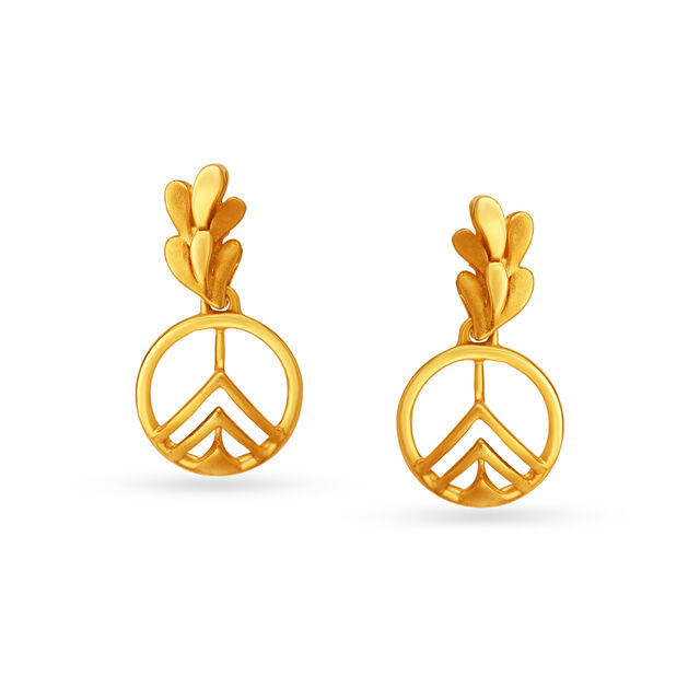 Leaf Motif Gold Drop Earrings For Kids,,hi-res image number null